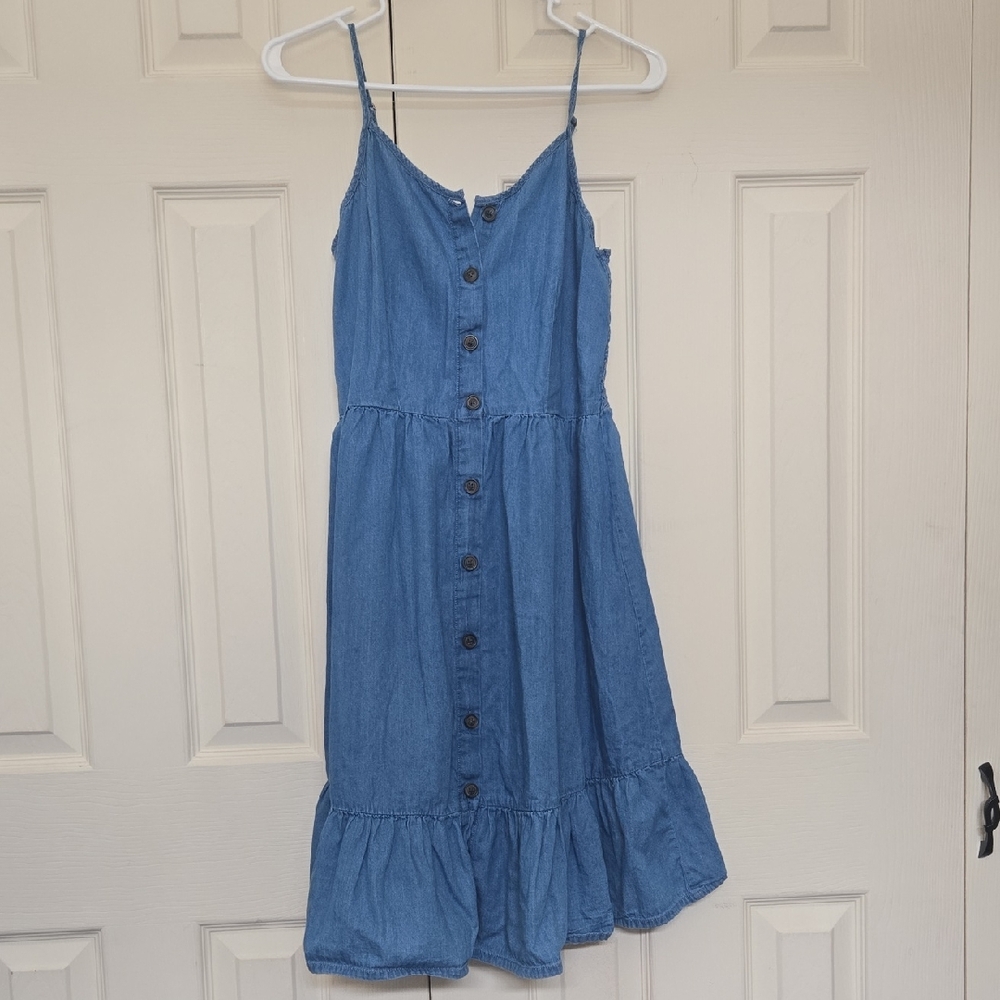 Light Weight Denim Blue Button-Down Dress